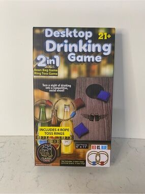Desktop Drinking Game 2-in-1 Bean Bag & Ring Toss - Blue/Brown